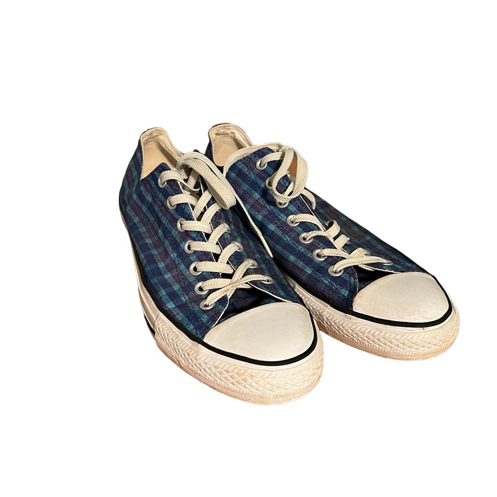 Converse All Star Blue plaid low top sneakers men’s size 10.5- GUC